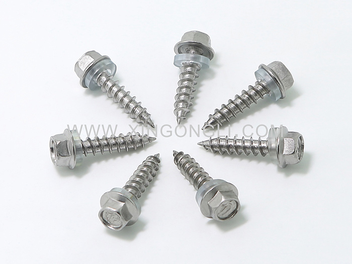 不锈钢六角华司尖尾螺...